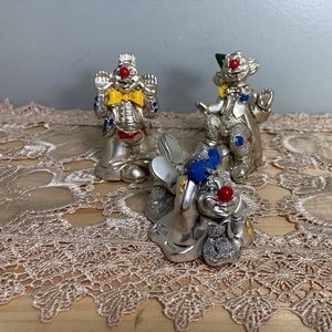 3 Miniature Clown figurines, EC-SOLD